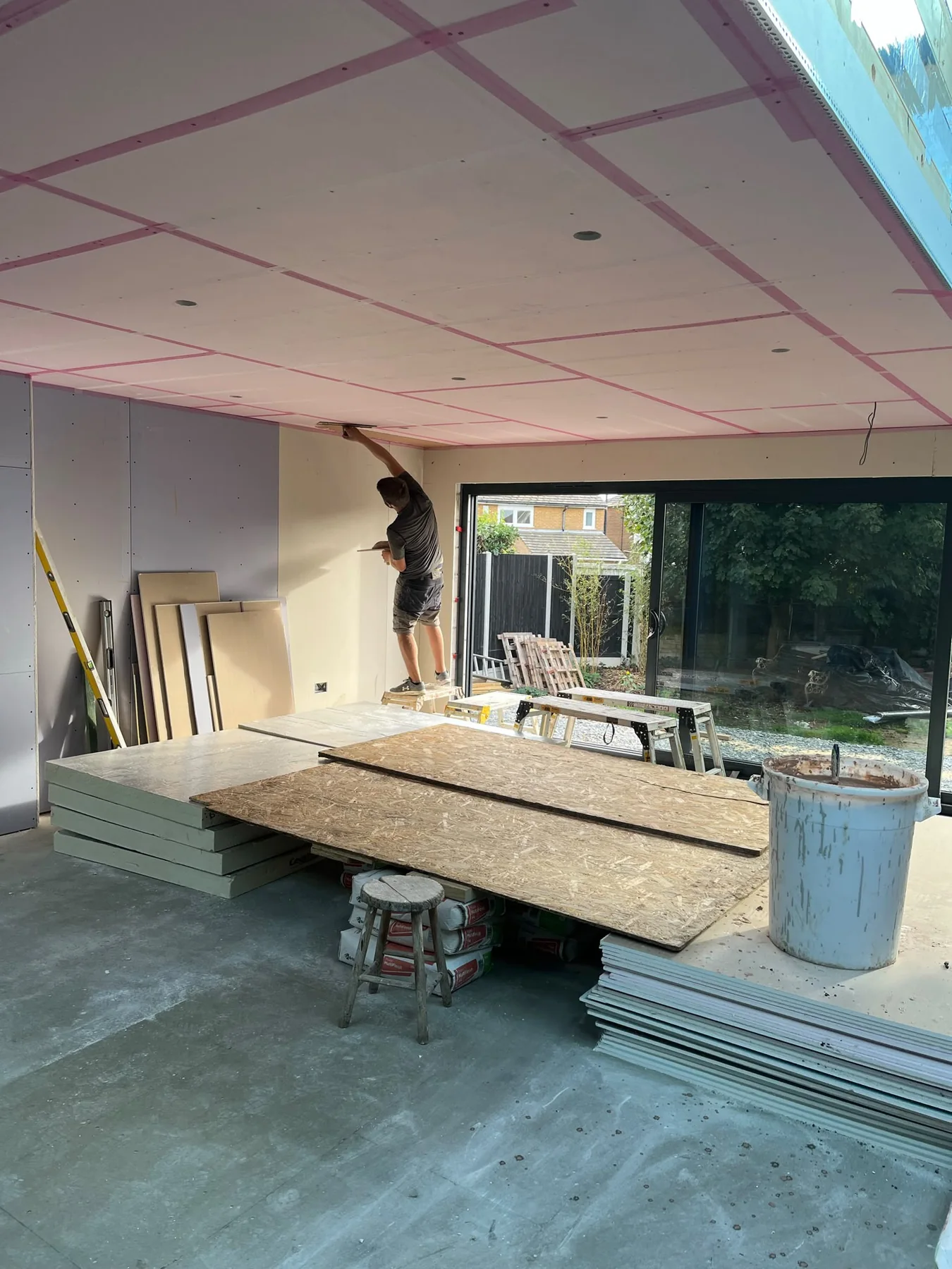 Interior plasterboarding